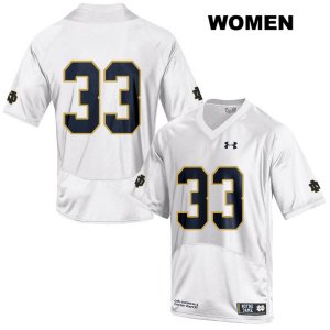 Notre Dame Fighting Irish Women's Keenan Sweeney #33 White Under Armour No Name Authentic Stitched College NCAA Football Jersey NQO4799DE